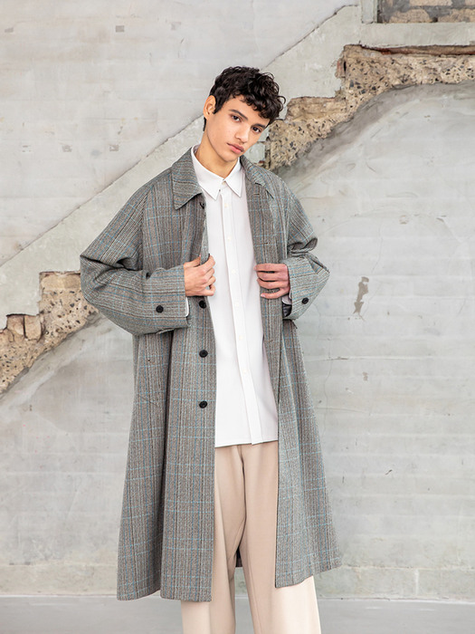 Multi Check Balmacaan Coat