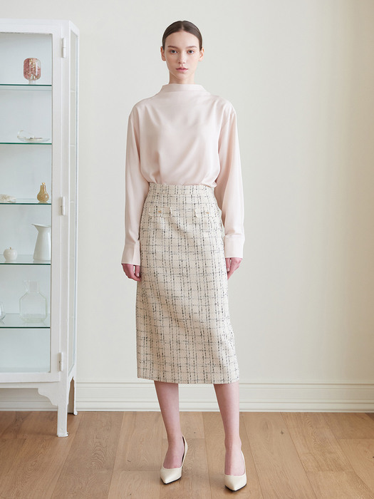 Suzan Tweed H-line Skirt_ivory