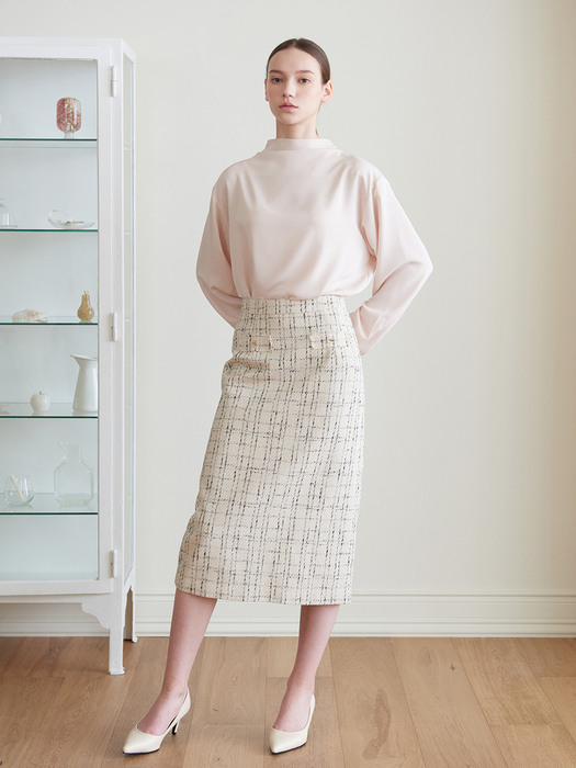 Suzan Tweed H-line Skirt_ivory