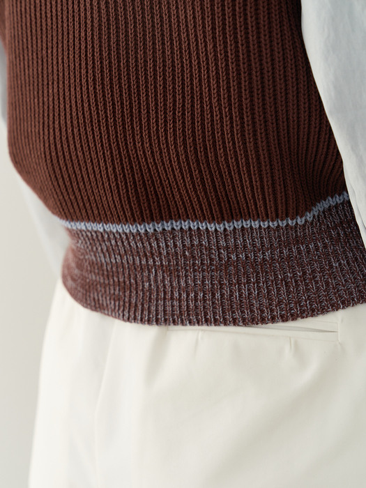 tunnel detail knit vest (brown)