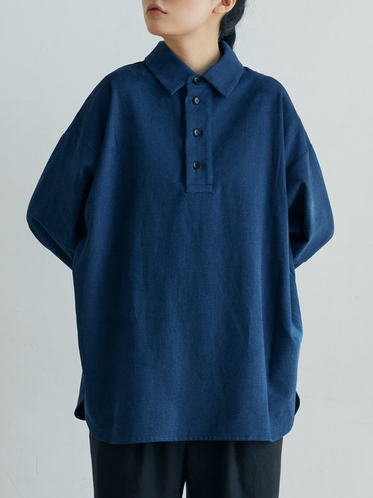 unisex cotton henly neck shirts indigo