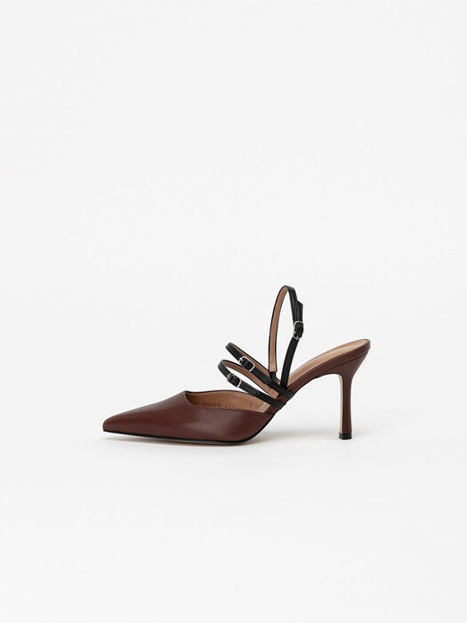 Triplet Strap Slingbacks in Brown