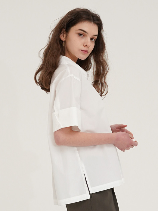 slit cuff blouse - white