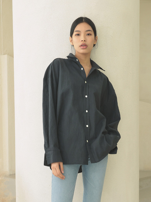 linen shirts [oversize fit]_navy_남녀공용