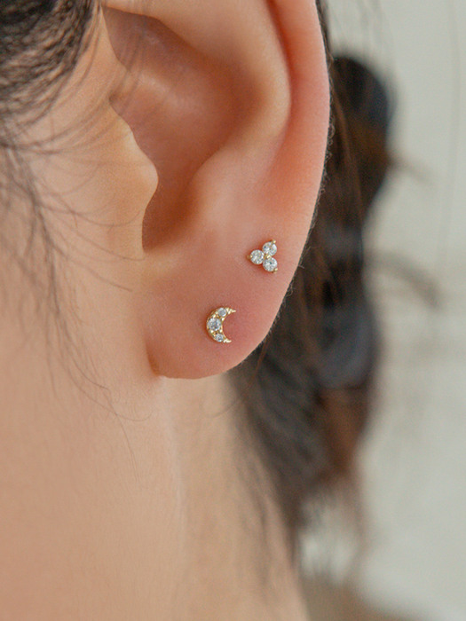 14K Gold Crescent Mini Cubic Piercing, Earrings (14k골드) s15