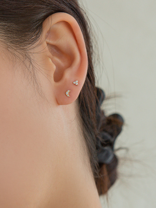 14K Gold Crescent Mini Cubic Piercing, Earrings (14k골드) s15