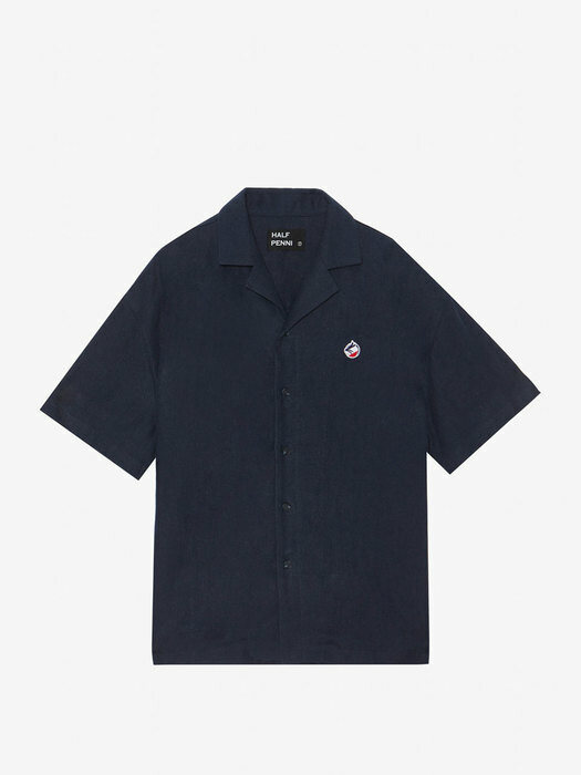 SIGNATURE SYMBOL LINEN HALF SHIRT[NAVY]