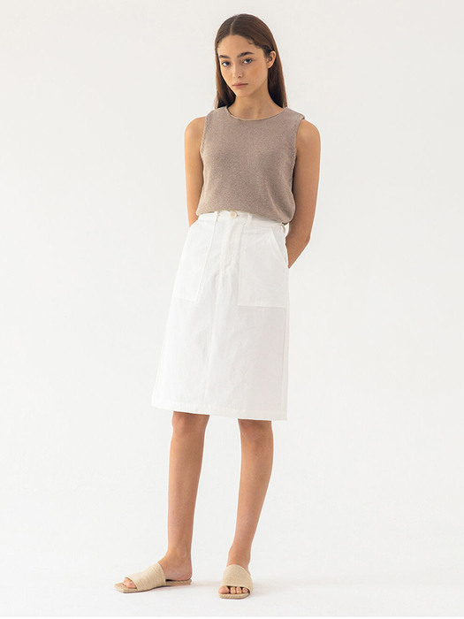 Linen banding skirt (white)