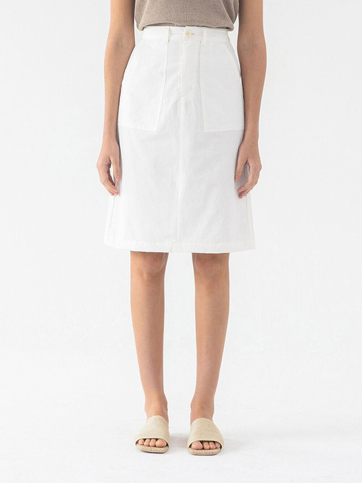 Linen banding skirt (white)