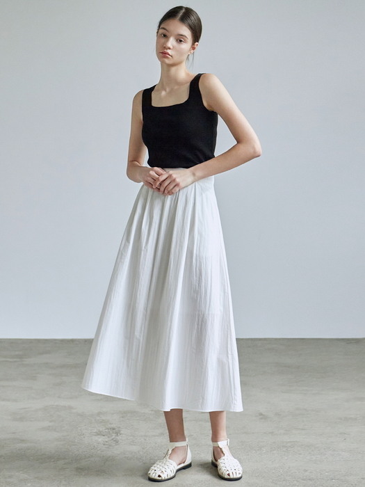 FLARED PINTUCK SKIRT_IVORY