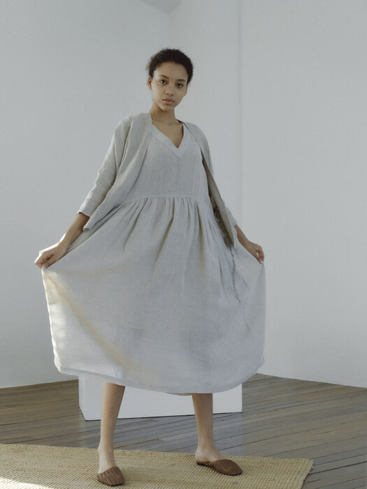 [Euro Linen100%]Pure linen washer sleeveless maxi dresses -3color