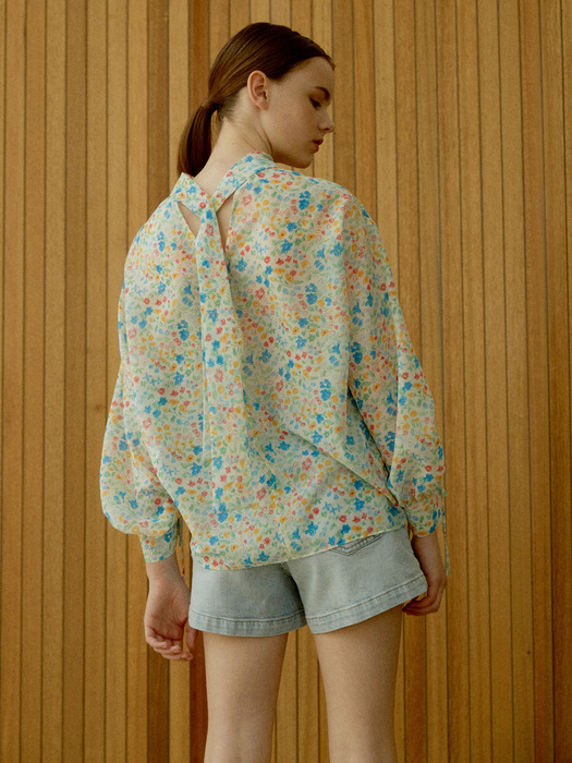 [saki X a.t.corner] FLOWER GARDEN PRINT BLOUSE AEBL0E005IV