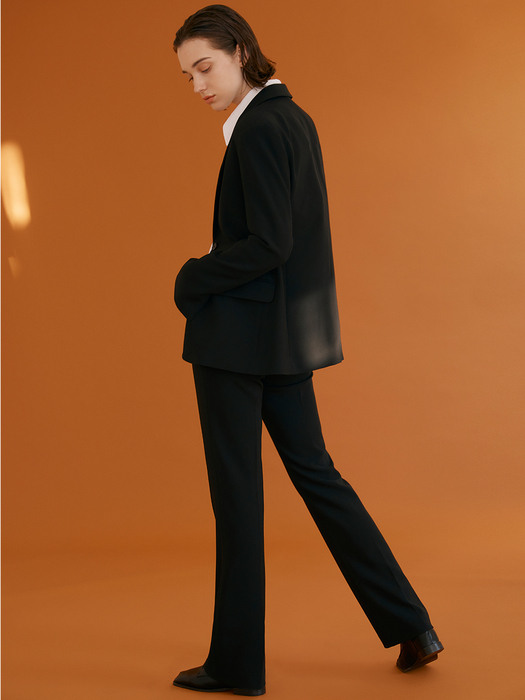 [Drama Signature] Two-button Blazer + Bootcut Trousers SET (BLACK)