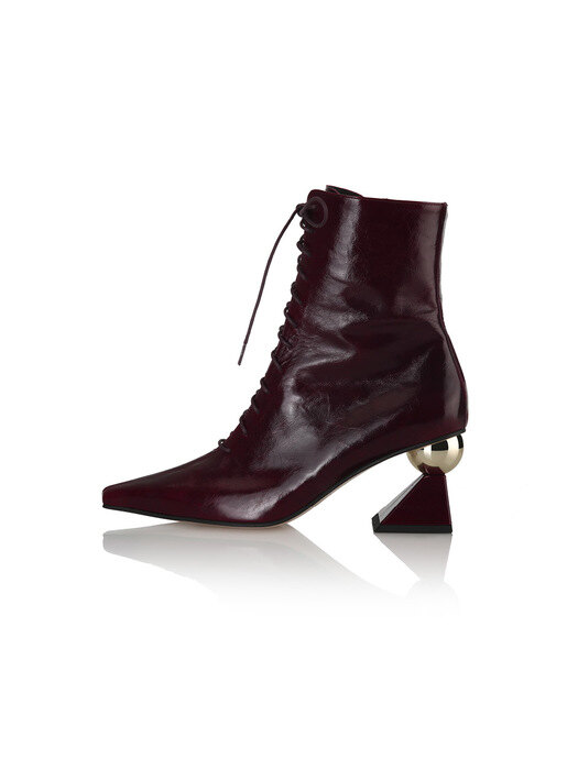 Gloria Lace-up Ankle Boots / 21AW-B542 / GLOSSY WINE