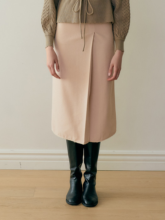 monts 1338 tweed slim-fit long skirt (pale orange)