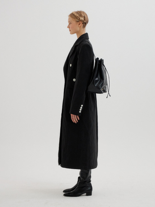 TELLY Double-Breasted Coat with contrasting buttons - Black