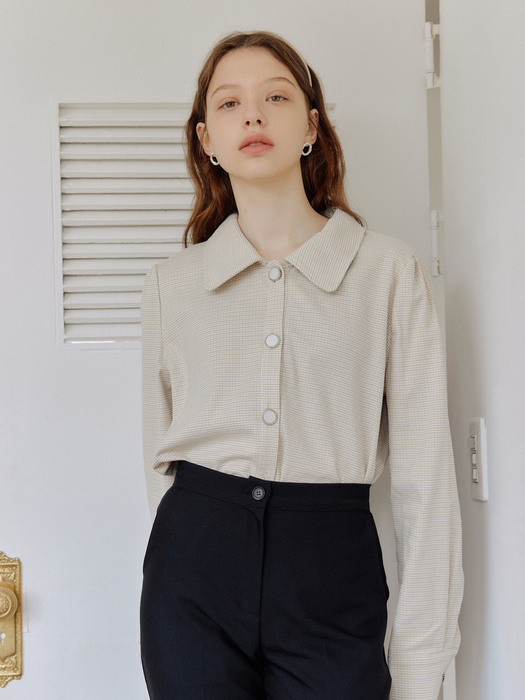 CHECK PUFF SHIRT_BEIGE