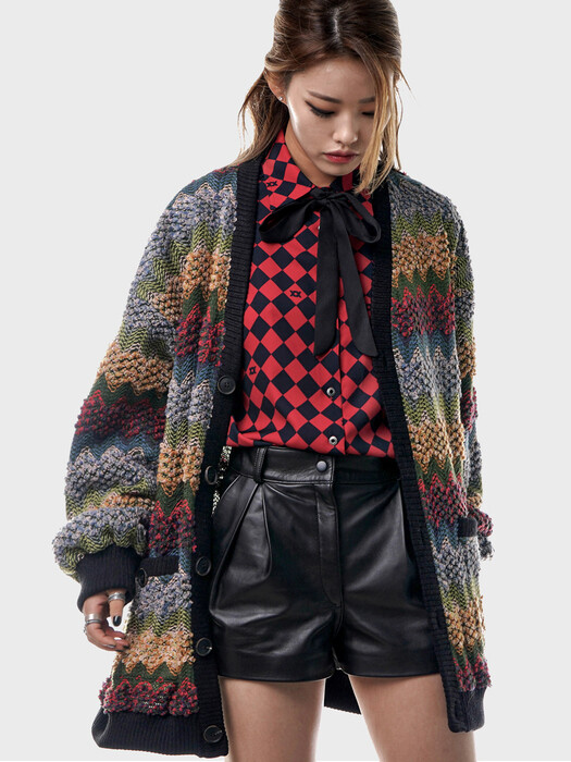 Zigzag-Jacquard Oversize Cardigan Jacket(UNISEX)_UTW-FC01