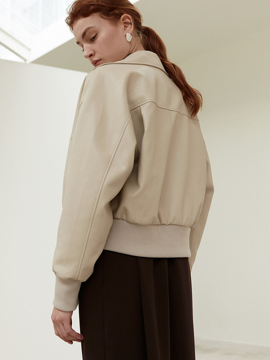 TOF ECO LEATHER BOMBER JUMPER BEIGE