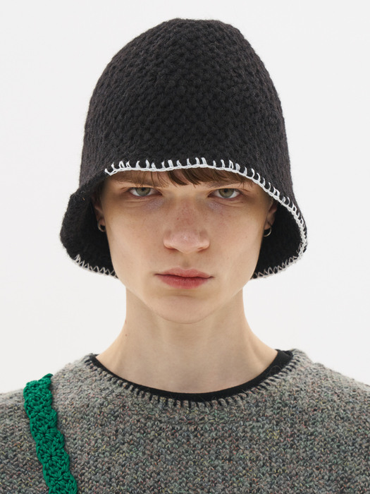  SMOCK WOOL KNIT BUCKET HAT_[BLACK]