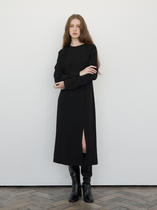 Slit long dress-black