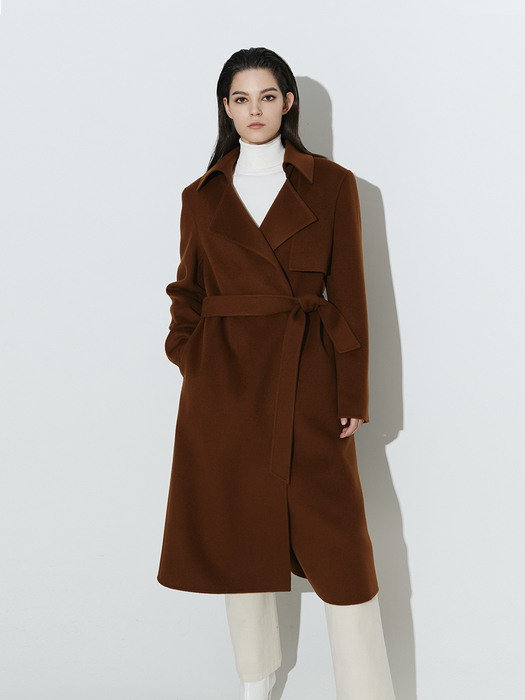 New Cashmere Hand-Made Coat [Brown]