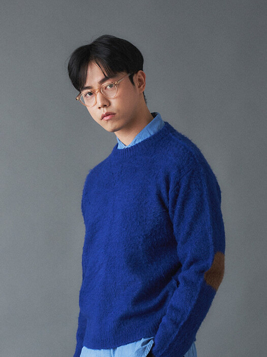 ELBOW PATCH SWEATER BLUE