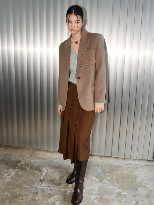 21 Winter_ Mocha Beige Single Blazer