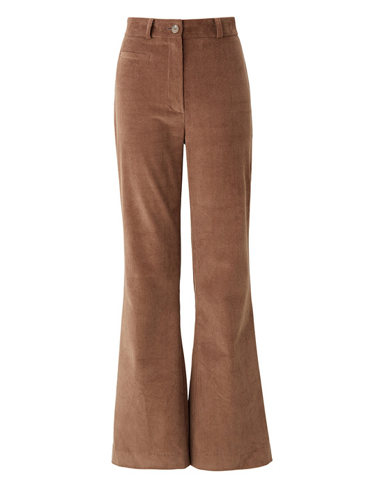 Corduroy semi bootscut pants - Chestnut brown