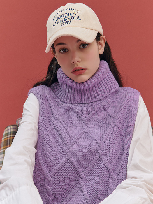 TURTLENECK KNIT VEST / PURPLE