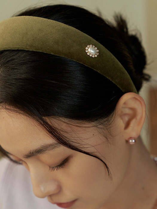 New Color Celia Pearl Velvet Hairband_HB0106