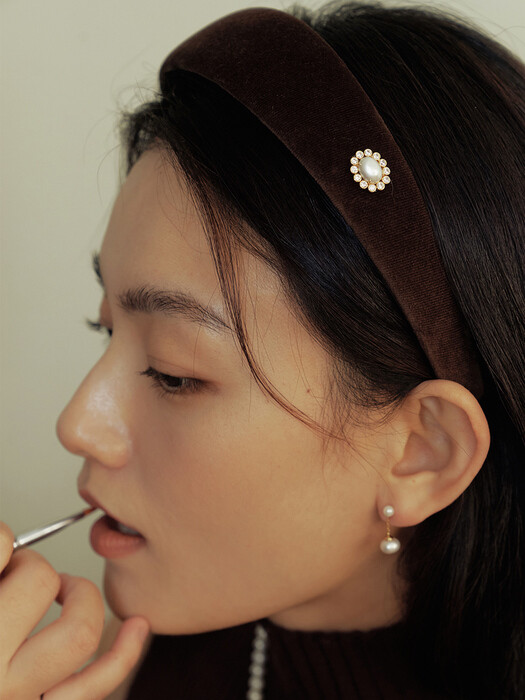 New Color Celia Pearl Velvet Hairband_HB0106