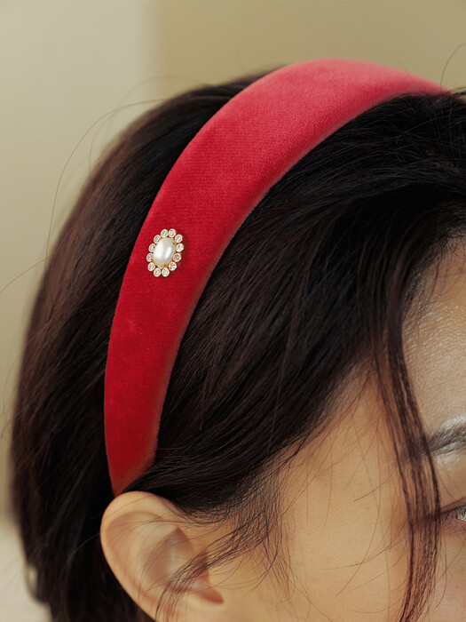 New Color Celia Pearl Velvet Hairband_HB0106