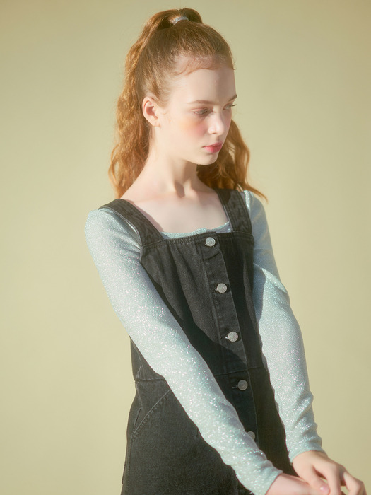 pinafore denim one piece(charcoal)