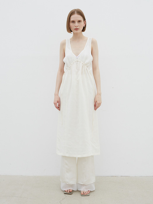 21SS_V-neck Sheer Dress (Flower Ivory)