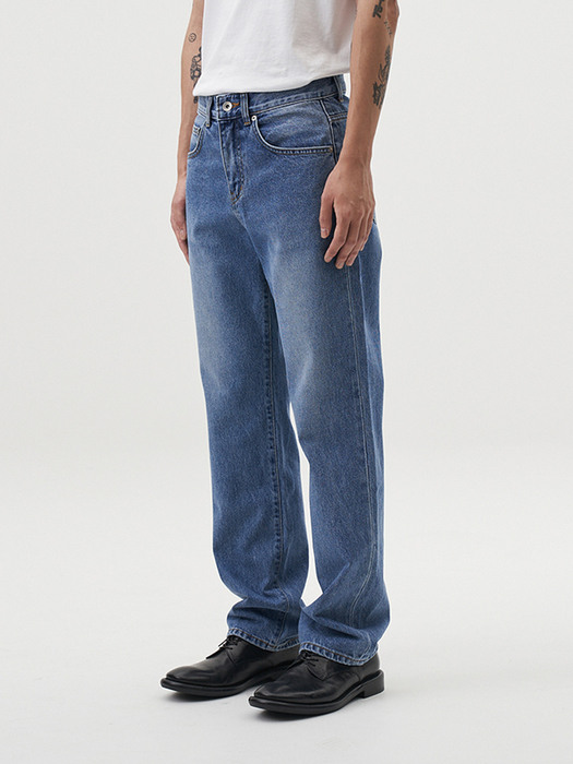 EE-S010 SEMI WIDE DENIM (Mid blue)