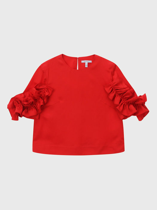 Frill Sleeve Detail Blouse - Red