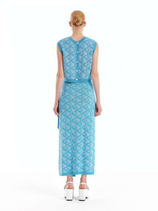 UMBRA Floral Jacquard Knit Wrap Skirt - Sky Blue
