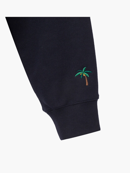 (MEN) OVERSIZE PALM TREE HOODED JACKET, NAVY\t