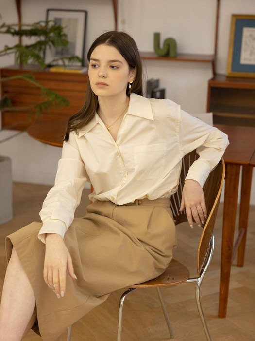 STELLA cotton wrap shirt_ivory