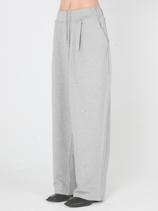 Sserpe One Tuck Wide Pants Melange Grey