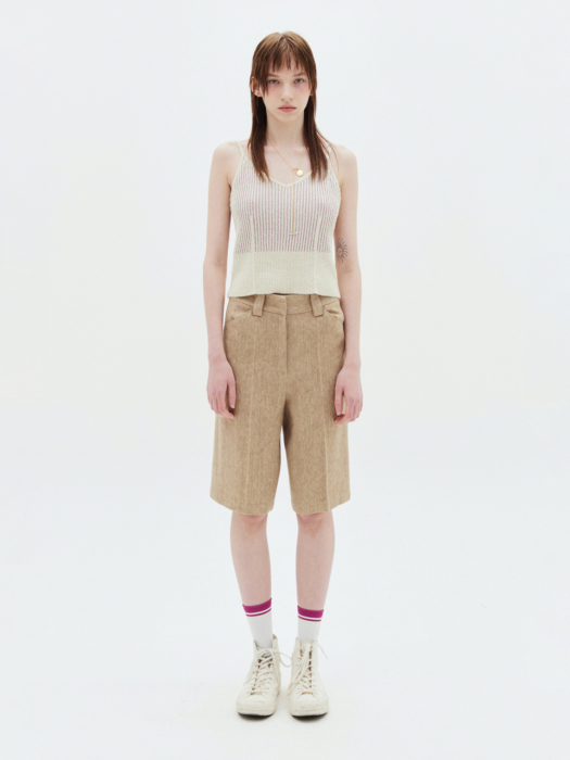 LINEN BERMUDA PANTS IN BEIGE