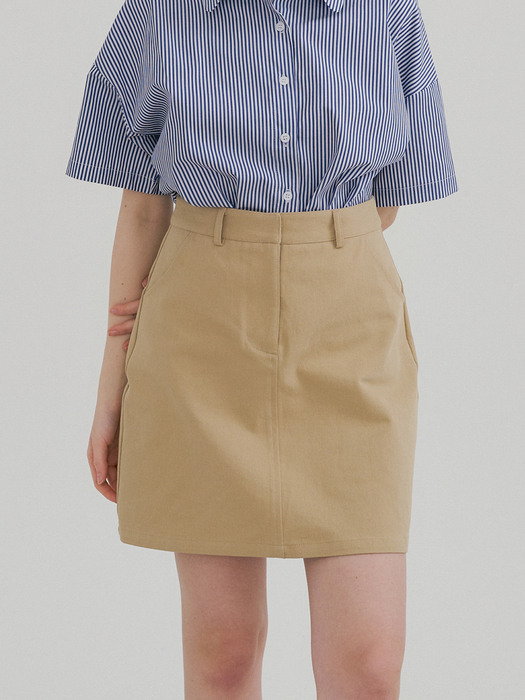 monts 1461 A-line cotton mini skirt (beige)