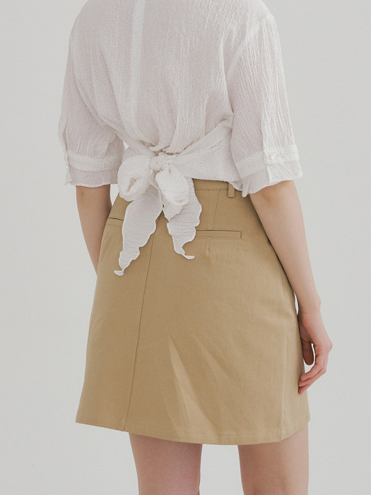 monts 1461 A-line cotton mini skirt (beige)