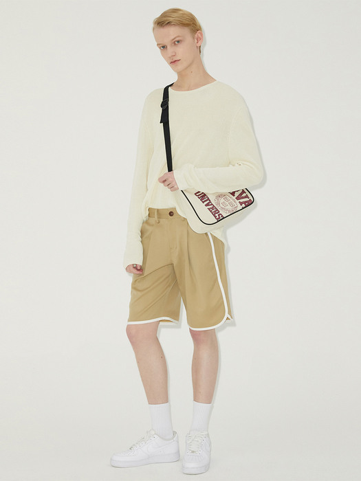 PIPING WOOL SHORTS BEIGE