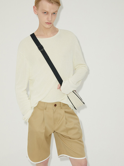 PIPING WOOL SHORTS BEIGE