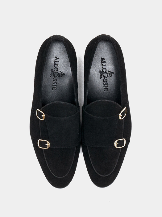Liberty_Monk Loafers Black Suede / ALC033