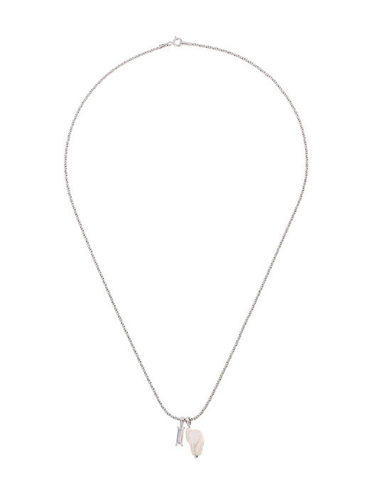 [GRAY Collection] Pearl and Baguette Stone Rope Necklace