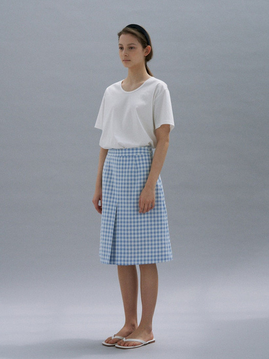 1960s Vintage Check Skirt [Light Blue]