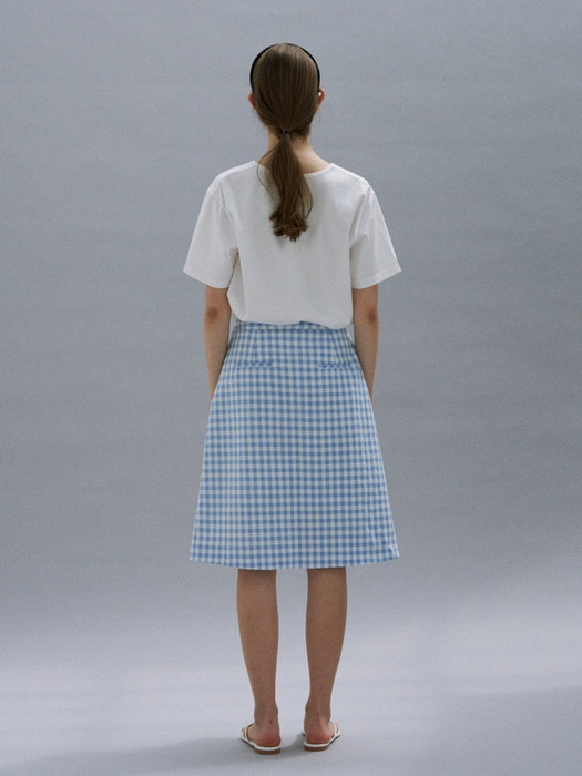 1960s Vintage Check Skirt [Light Blue]